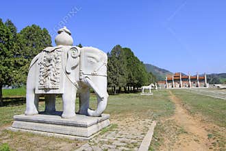 Stone elephant in the Eastern Royal Tombs of the Qing Dynasty, c