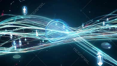 The holographic pathways bend and twist bringing together buyers and sellers from all corners of the globe..