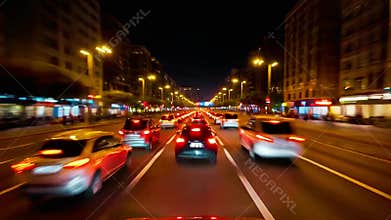 Barcelona Night City Drive Dashcam for Urban Travel Films and Realistic Driving Scenes
