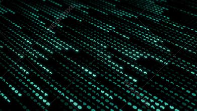 Looped abstract matrix style background with flowing stream of digital numbers and blue glow effect