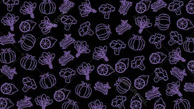 Colorful pumpkin and vegetable outline pattern for seasonal design