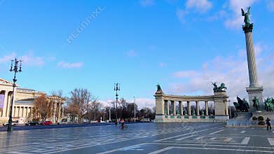 Panorama of Fine Arts Museum and Millenium Monument, Budapest, Hungary