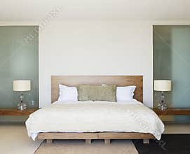 Modern Bedroom with wooden bed