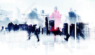 Abstract Image of Business People Walking on the Street