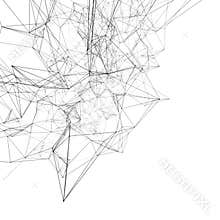 Black connected lines on white. Abstract background