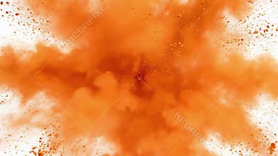 Orange Powder Explosion on White Background Conveys Joy, Freedom, and Self Expression Perfect for Advertising Campaigns Promoting