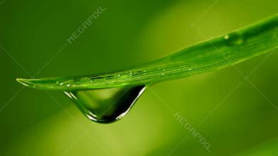Waterdrop falling from grass