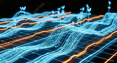 Abstract Digital Data Flow Visualization with Grid and Peaks