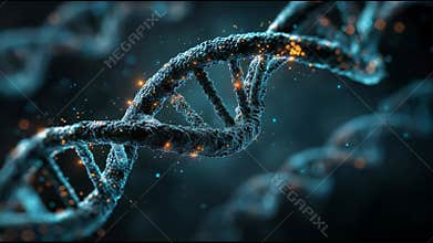 Rotation of glowing dna strand highlighting genetic connections and molecular science