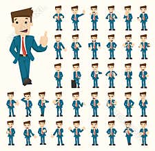 Set of businessman characters poses