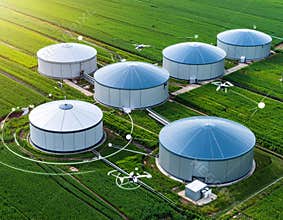 Smart Agriculture Infrastructure with Circular Facilities and Drones Ai Generative