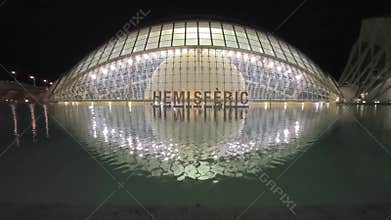 View of Hemisferic planetarium in the City of Arts and Sciences in Valencia