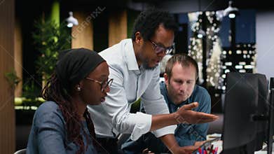 Programmers working together in Silicon Valley company office