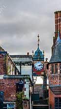 A view along the city walls towards the Eastgate in the city of Chester