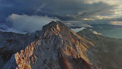 Rocky beauty mountains at sunset