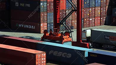 Vladivostok sea trading port activity.