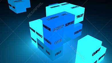 Business jigsaw. Iluminated blocks.