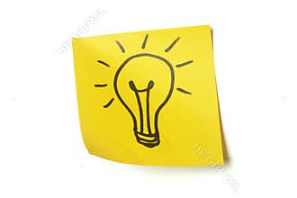 Lightbulb on sticky note