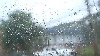 Raindrops on Glass Calm Rainy Window Ambience Rain Streaming Down Window.