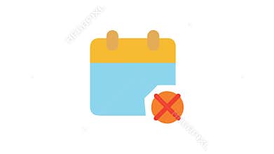 Calendar icon with cancel sign, flat vector illustration