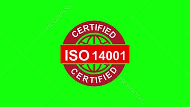 ISO 14001 Certified Badge on Green Screen Background