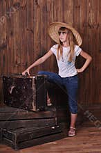 Girl in jeans with trunk