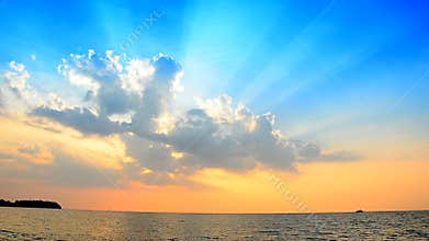 Beam light and blue sky