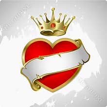 Red heart with a gold crown.