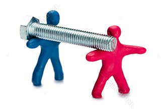 Plasticine people advertise of fixing material