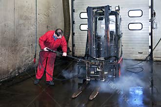 Forklift cleaning