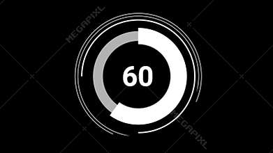 60 sixty percent number circle pie diagram chart animated