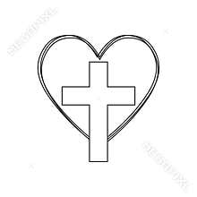 Christian cross in heart, Jesus Christ vector illustration.