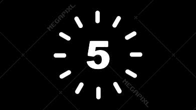 Old style video countdown counter with rounded corners for 10 to 1 with stylish moving elements of clock face on a black
