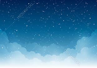 Night starry sky with clouds