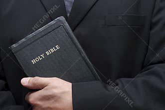 Christian Holding Holy Bible Good Book Religion