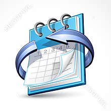 Calendar with blue arrow