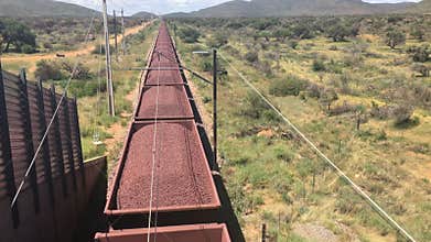 Iron ore transported by railroad