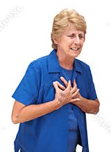 Mature Senior Woman Heart Chest Pains Isolated