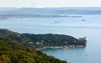 Grignano Marina and Miramare Castle near Trieste
