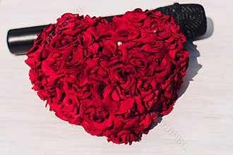 Wedding decorative rose heart with a mic.