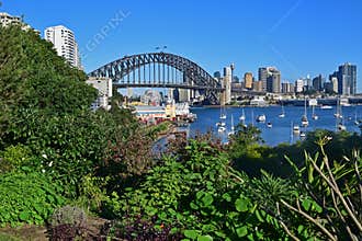 Taken from man made Wendy Secret Garden, view of Sydney Harbour Bridge and Luna Park Sydney