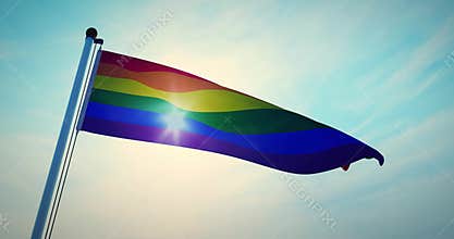 LGBT or LGBTQ Gay Right Banner Rainbow Flag Waving - 30fps Video 4k Footage