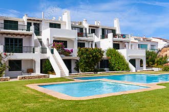 Summer villas with swimming pool in the beautiful town of Fornells on Menorca