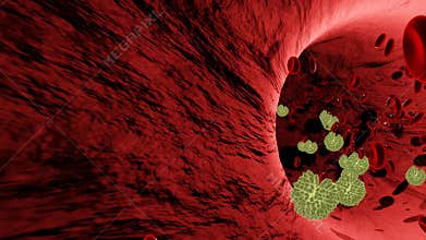 Covid-19 Concept. Movement Abstract bacteria or virus cell in spherical shape with long antennas. Corona virus from Wohun