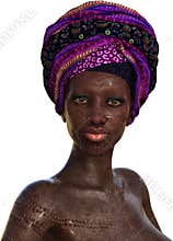 African Tribal Woman Portrait, Isolated