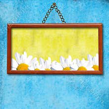 Spring background picture frames with pictures of