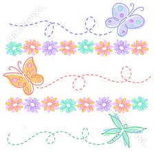 Spring Flower Butterfly Borders/eps