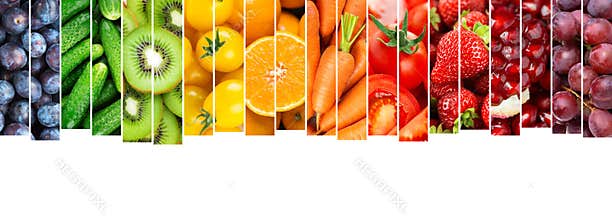 Collage of fruits, vegetables and berries