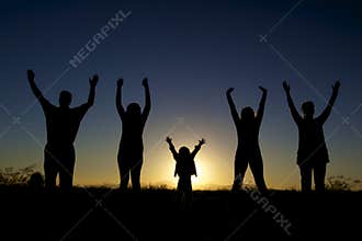 Happy Family in Sunset