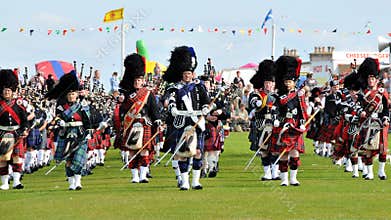 Scottish Pipes parade at Nairn Highland Games